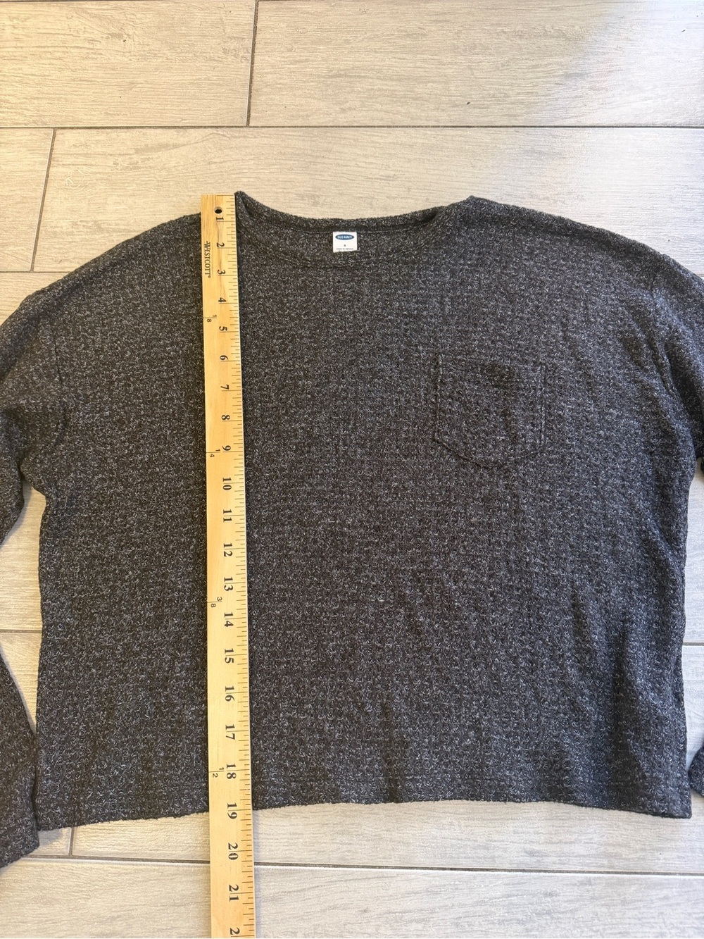 Old Navy Cropped Waffle Knit Long Sleeve Top Gray Size Small - Picture 5 of 6